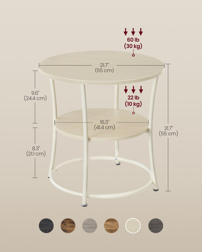 Round End Table with 2 Storage Shelves