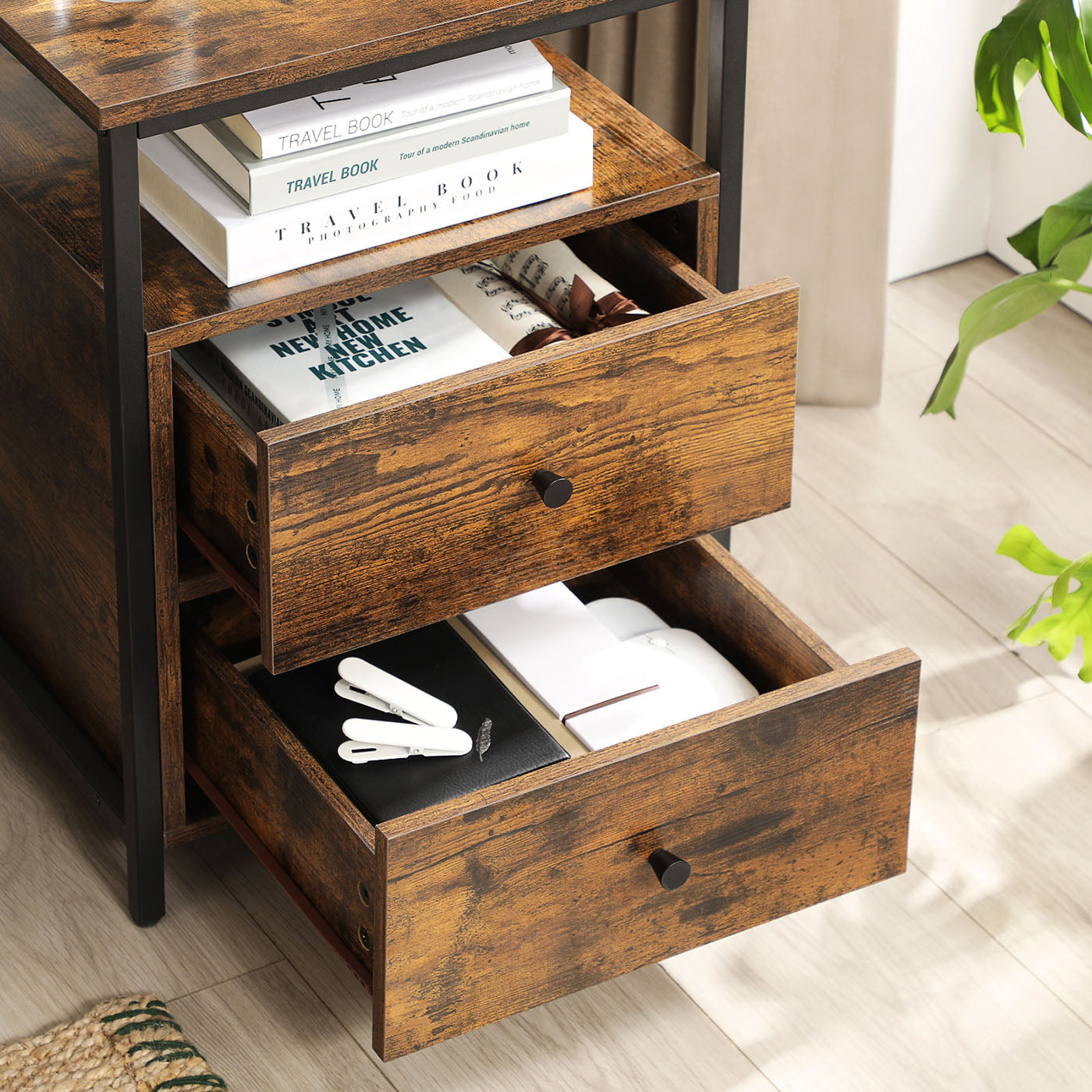 Nightstand Rustic Brown and Black - image 5