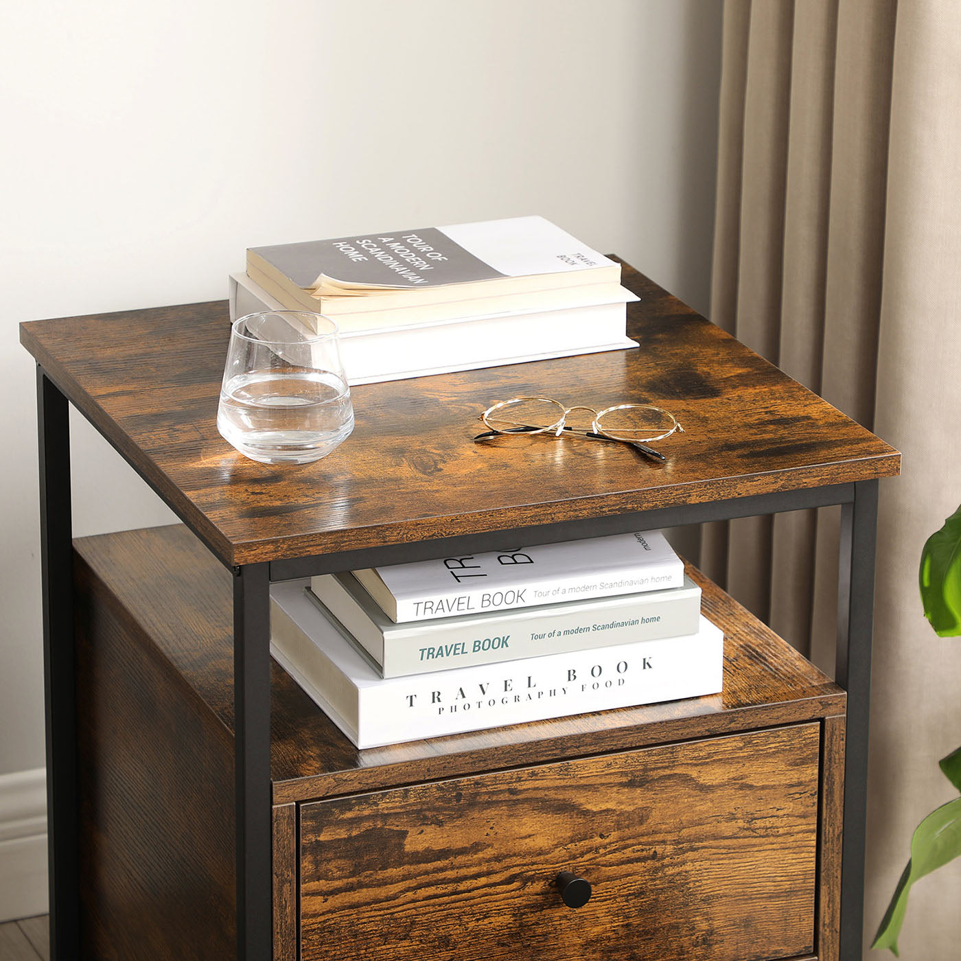 Nightstand Rustic Brown and Black - image 6