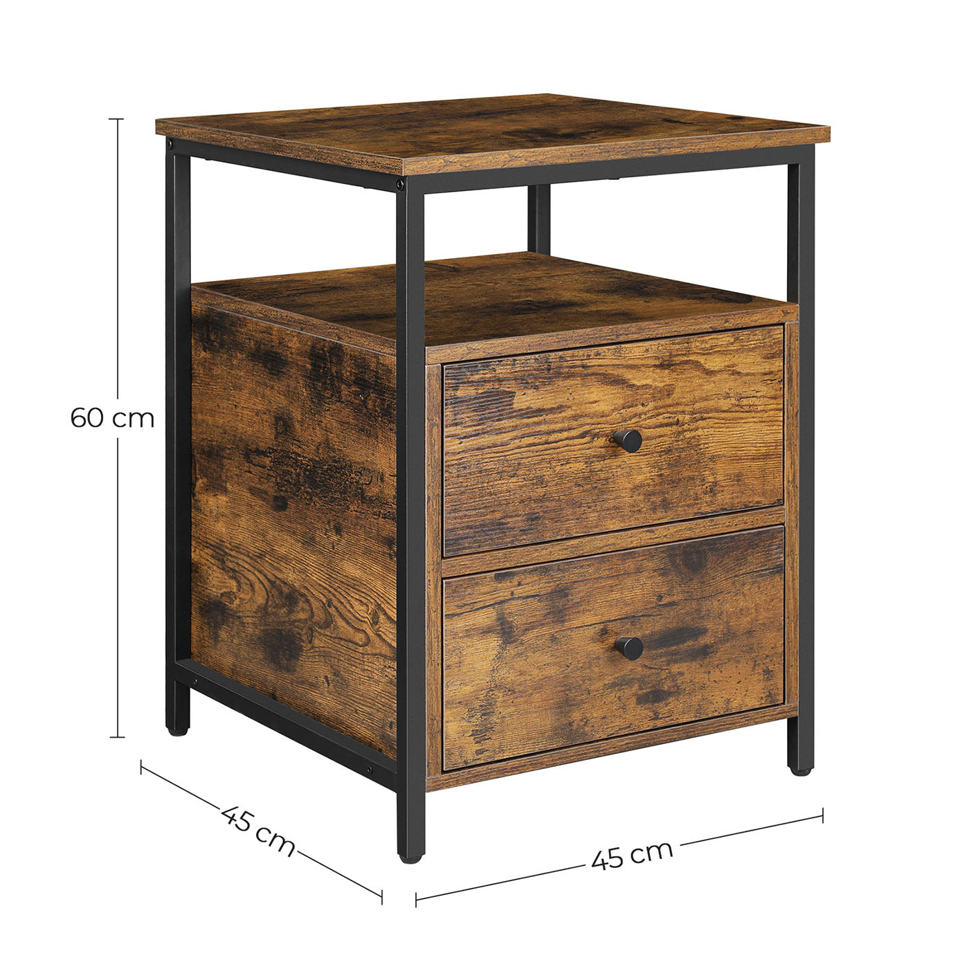 Nightstand Rustic Brown and Black - image 7