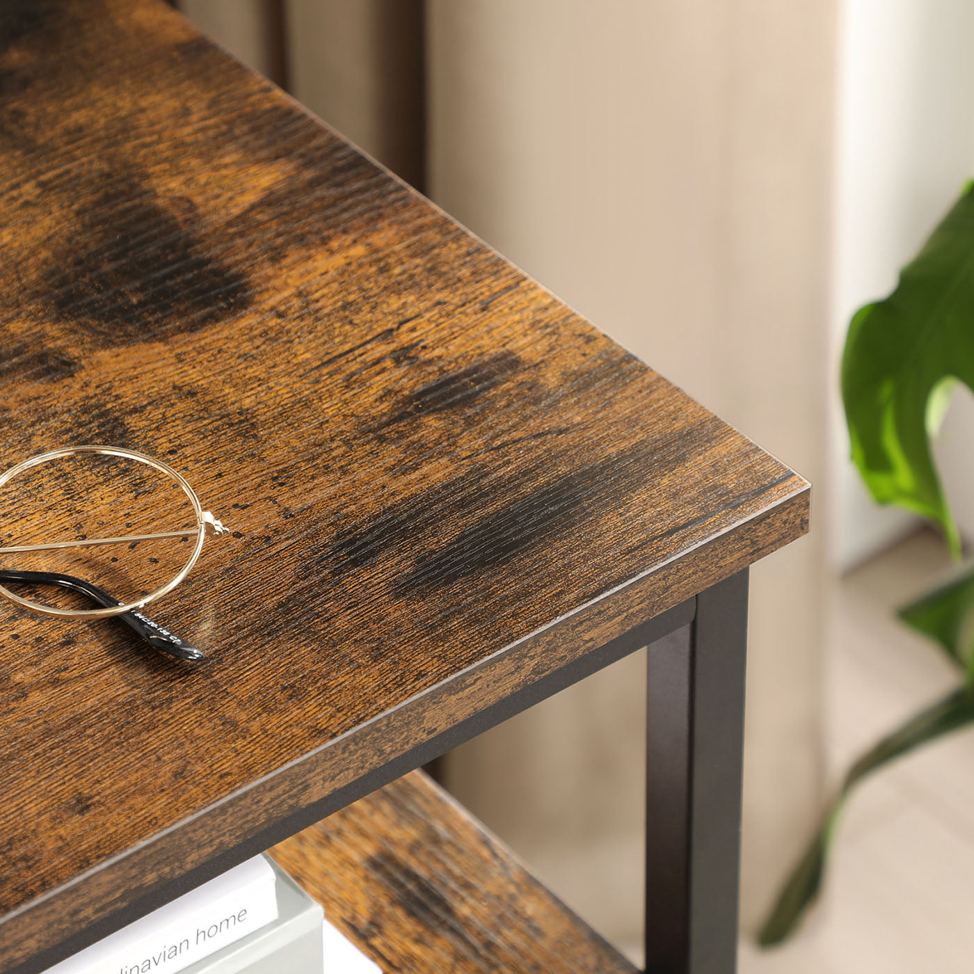 Nightstand Rustic Brown and Black - image 9
