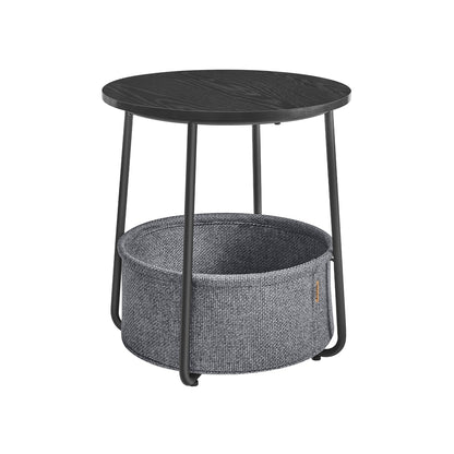 Small End Table with Fabric Basket