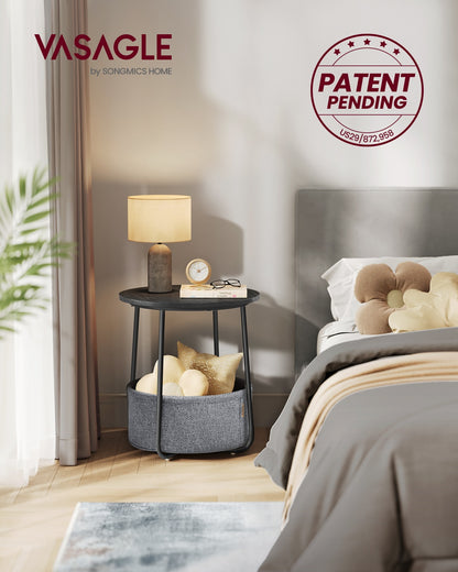 Small End Table with Fabric Basket