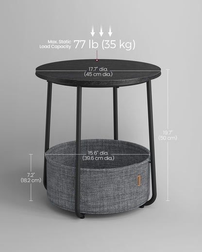 Small End Table with Fabric Basket