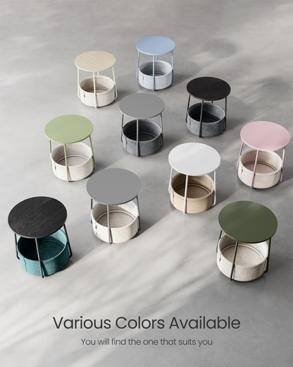 Small End Table with Fabric Basket