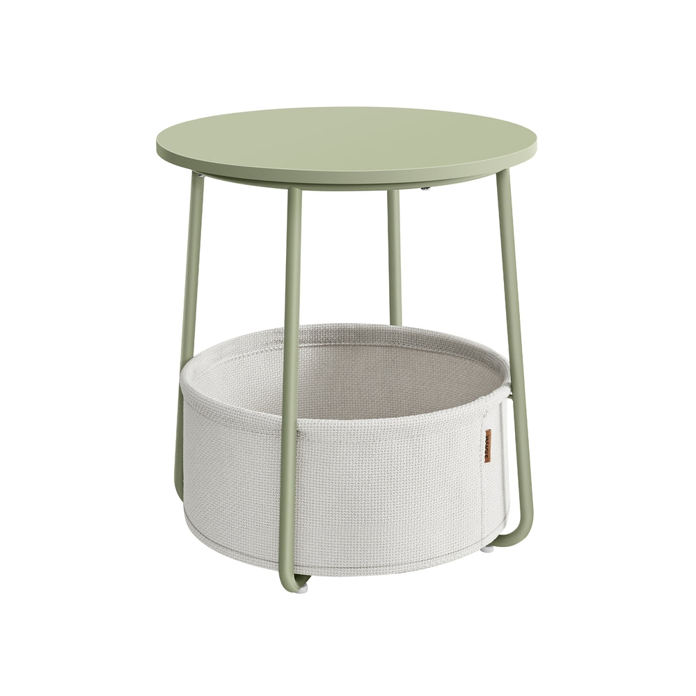 Small End Table with Fabric Basket