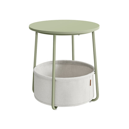 Small End Table with Fabric Basket
