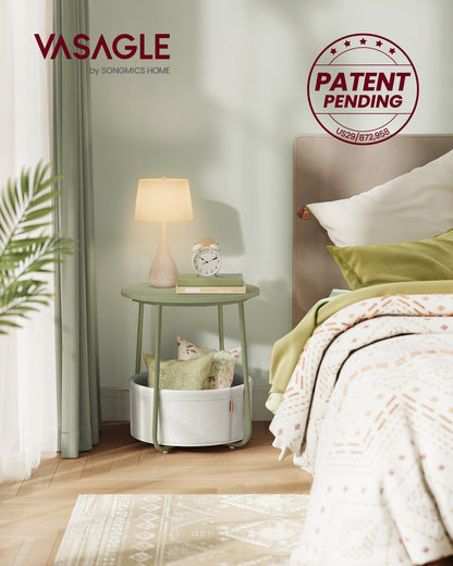 Small End Table with Fabric Basket