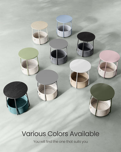 Small End Table with Fabric Basket