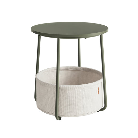 Small End Table with Fabric Basket