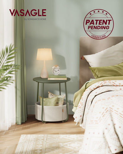 Small End Table with Fabric Basket