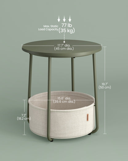 Small End Table with Fabric Basket