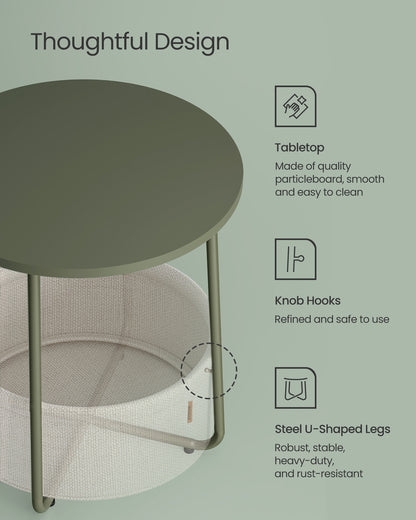 Small End Table with Fabric Basket