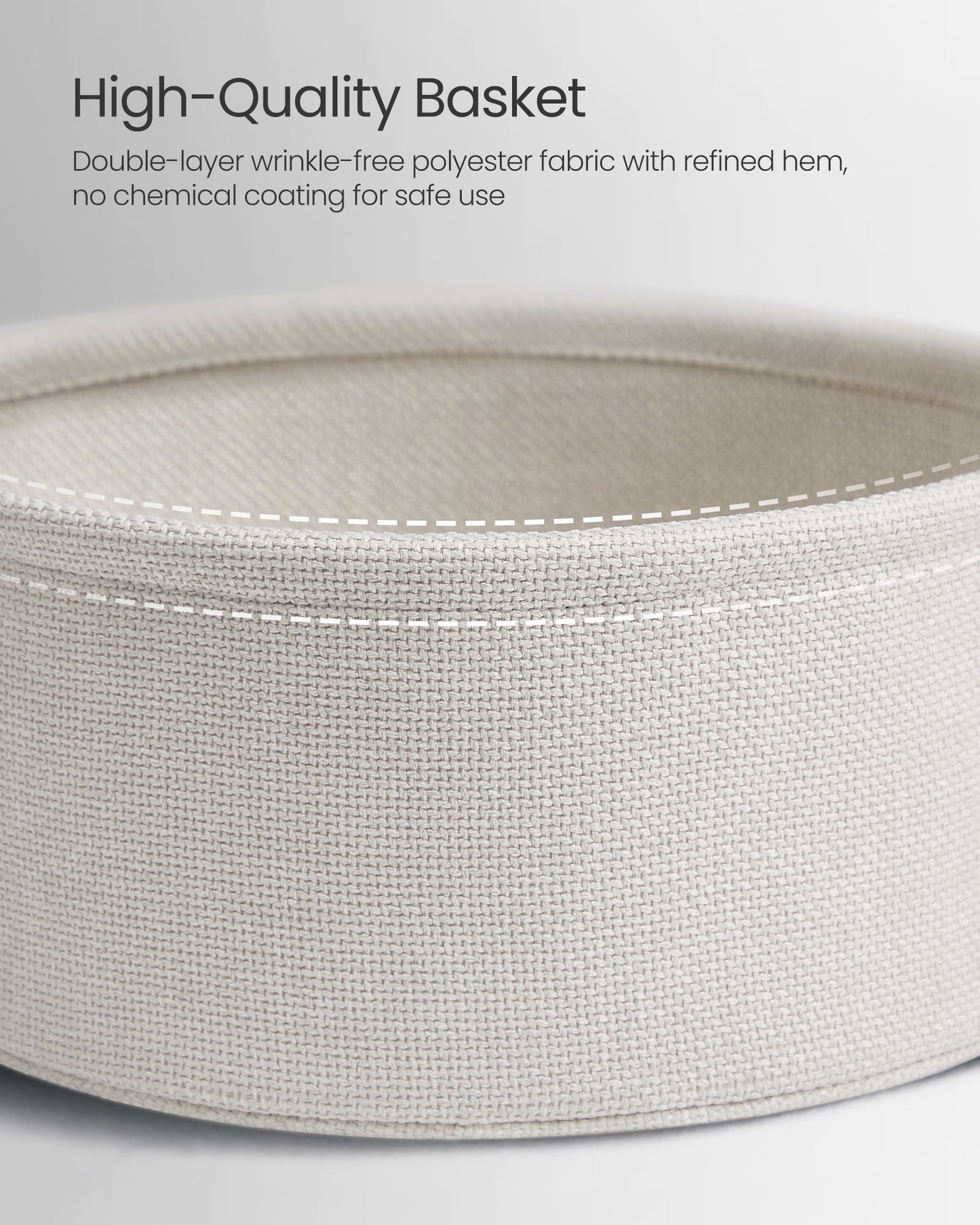 Round Side Table with Fabric Basket Dove Gray and Classic White