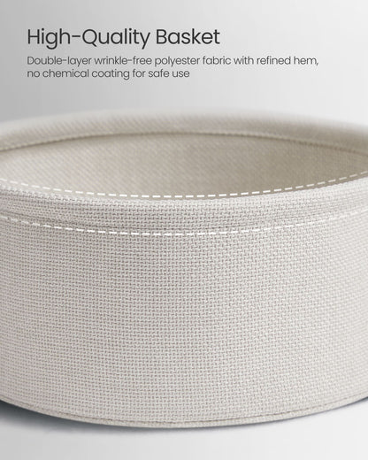 Round Side Table with Fabric Basket Dove Gray and Classic White