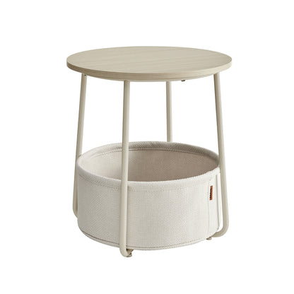 Small End Table with Fabric Basket