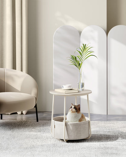 Small End Table with Fabric Basket