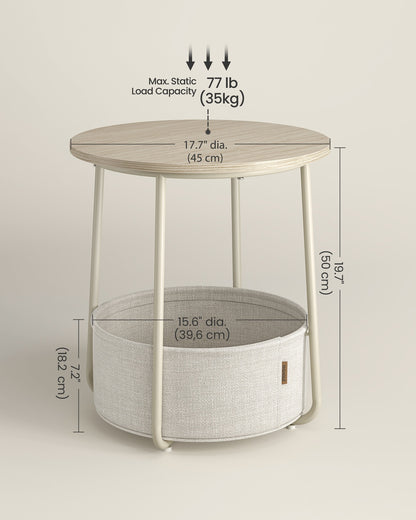 Small End Table with Fabric Basket