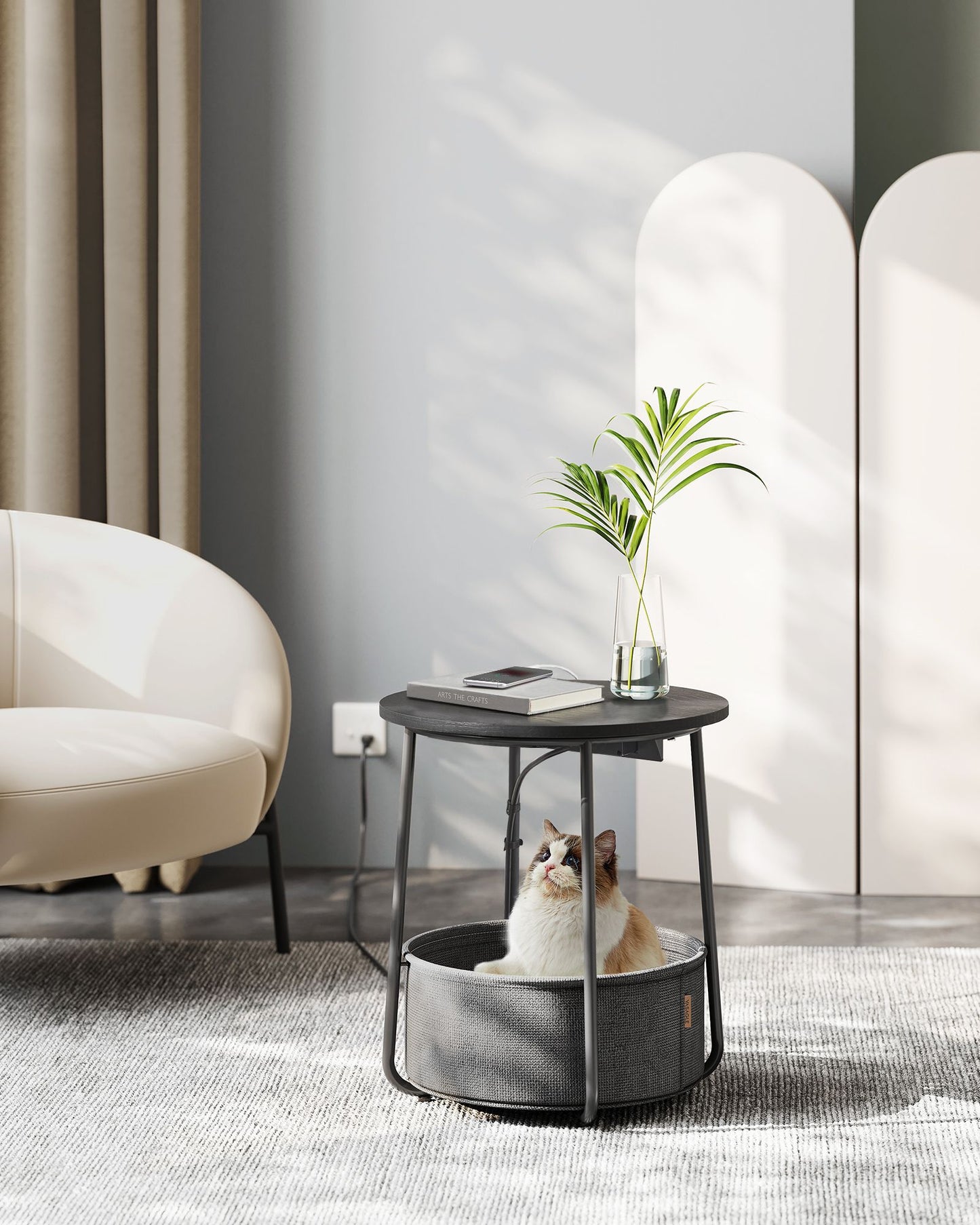 Side Table with Charging Station