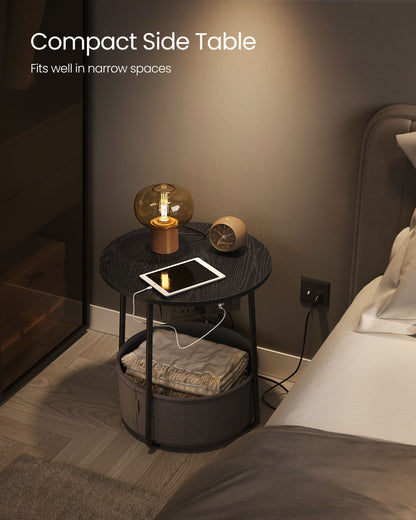 Side Table with Charging Station