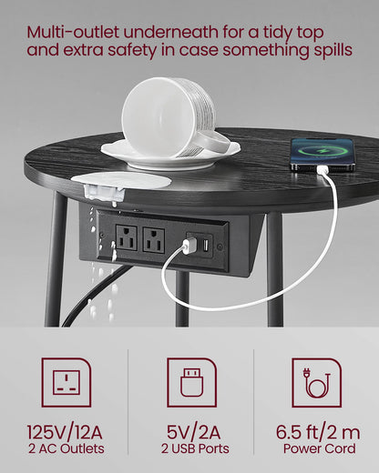 Side Table with Charging Station