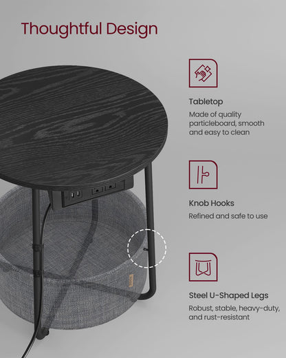 Side Table with Charging Station
