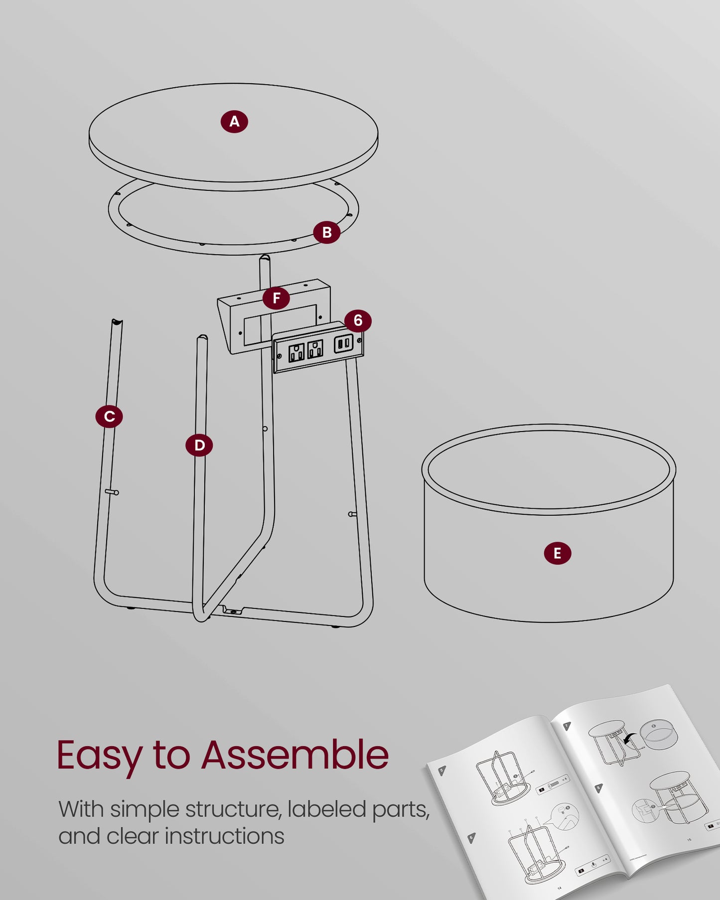 Side Table with Charging Station