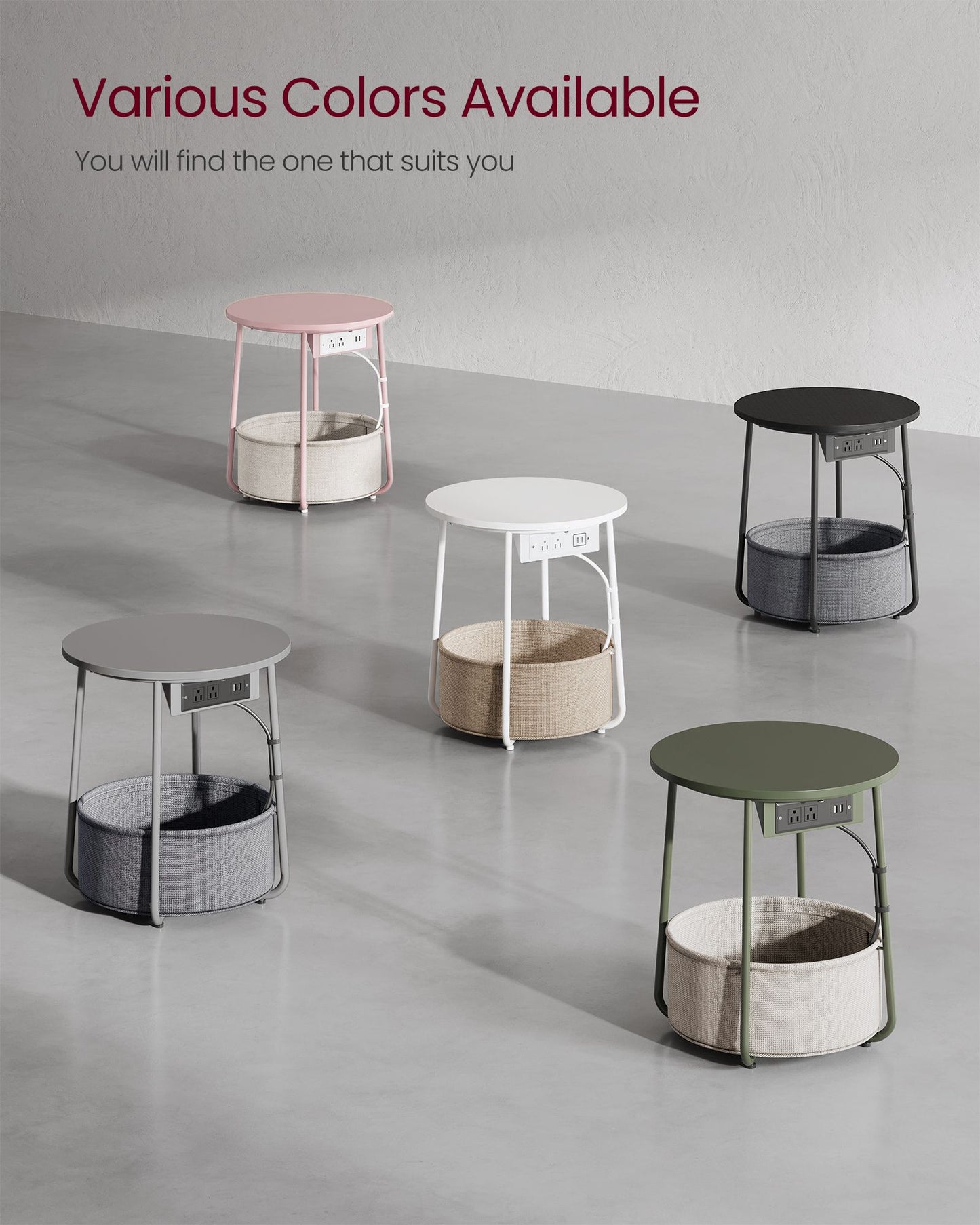 Side Table with Charging Station