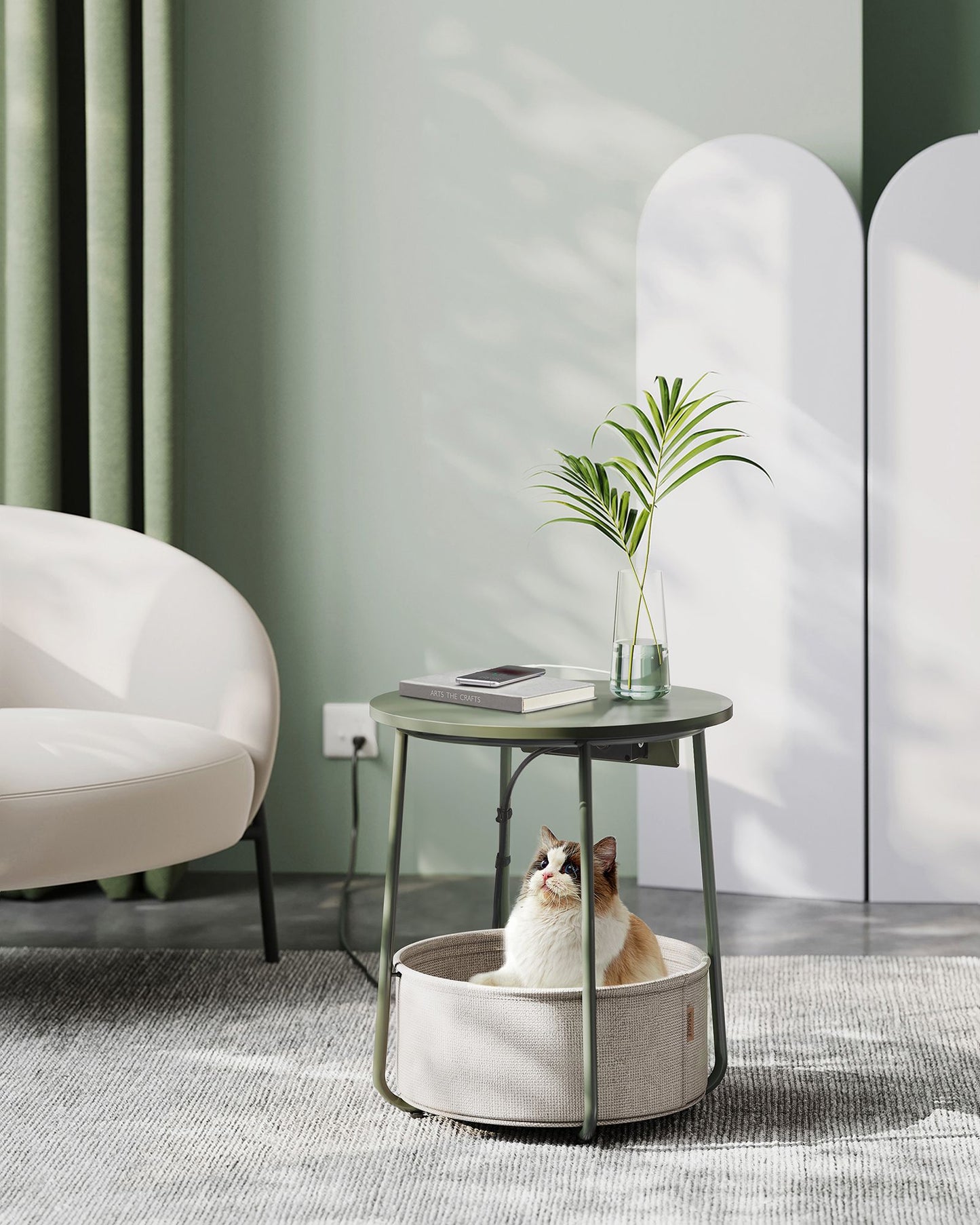 Side Table with Charging Station
