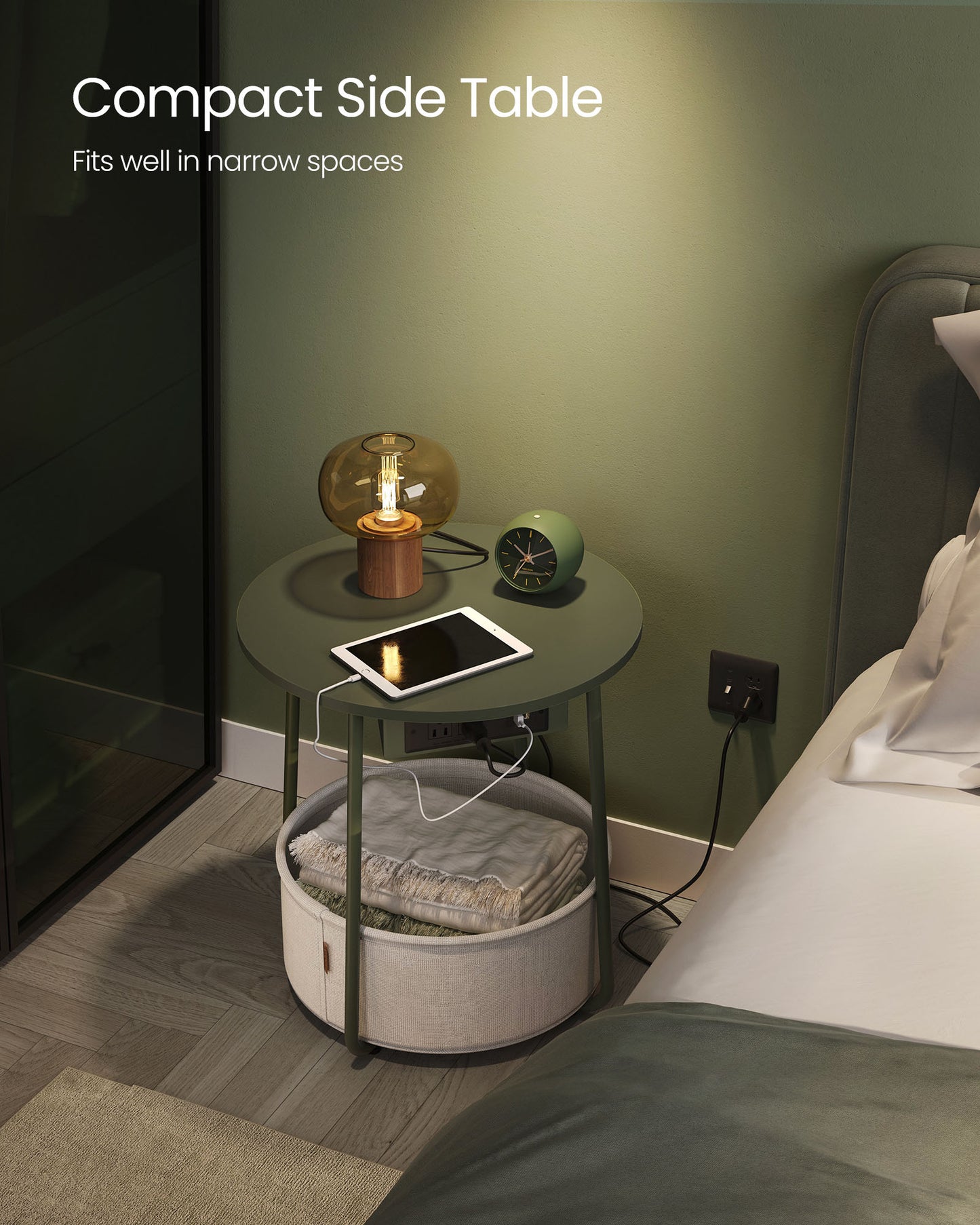 Side Table with Charging Station