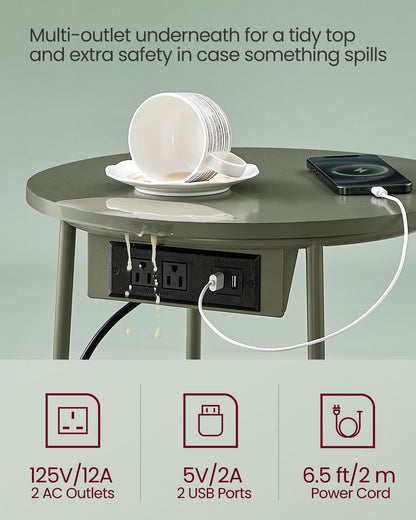 Side Table with Charging Station