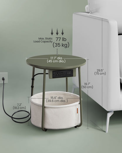 Side Table with Charging Station