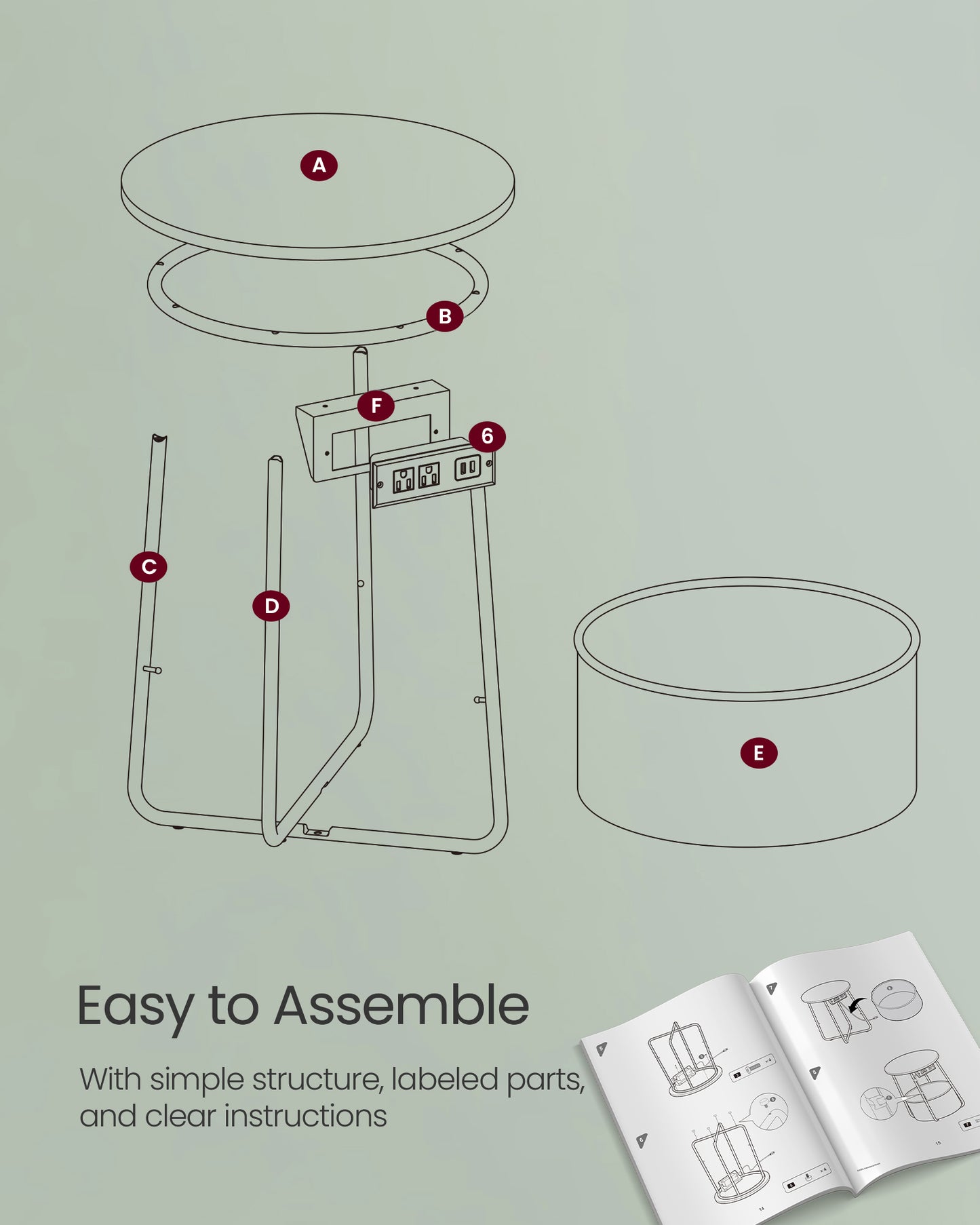 Side Table with Charging Station