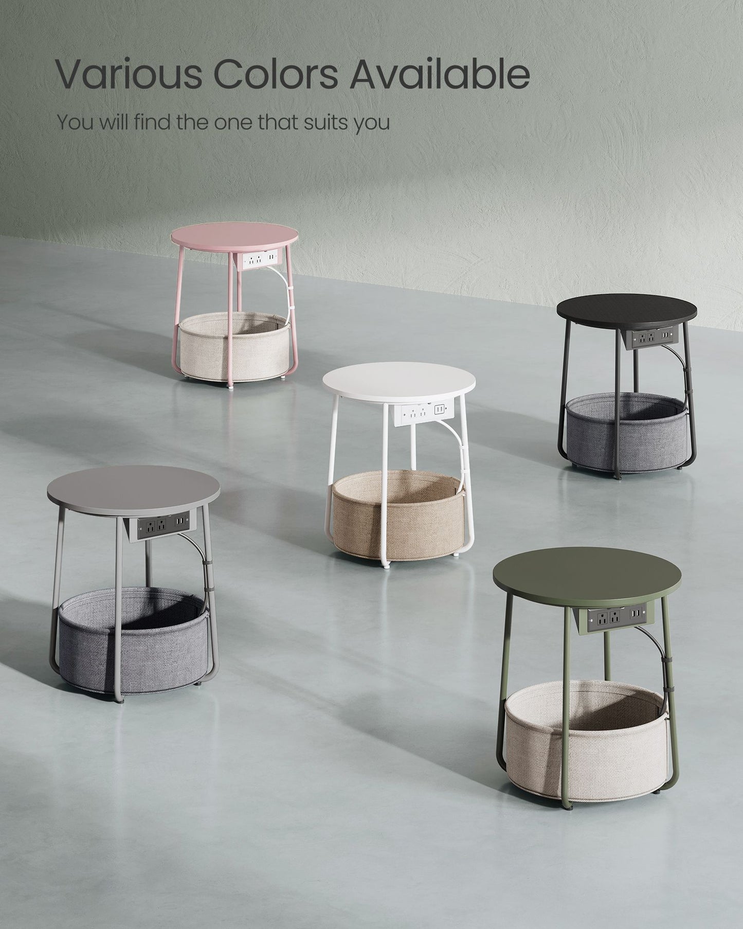 Side Table with Charging Station