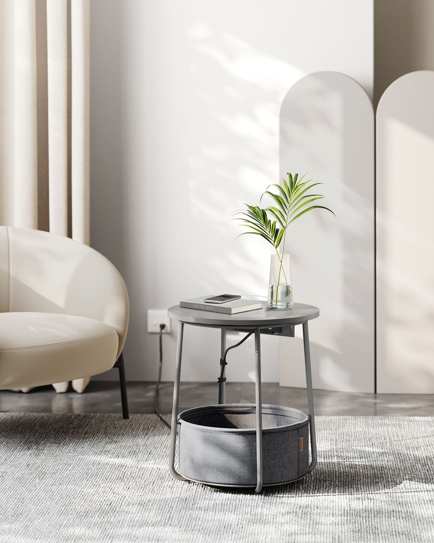 Side Table with Charging Station
