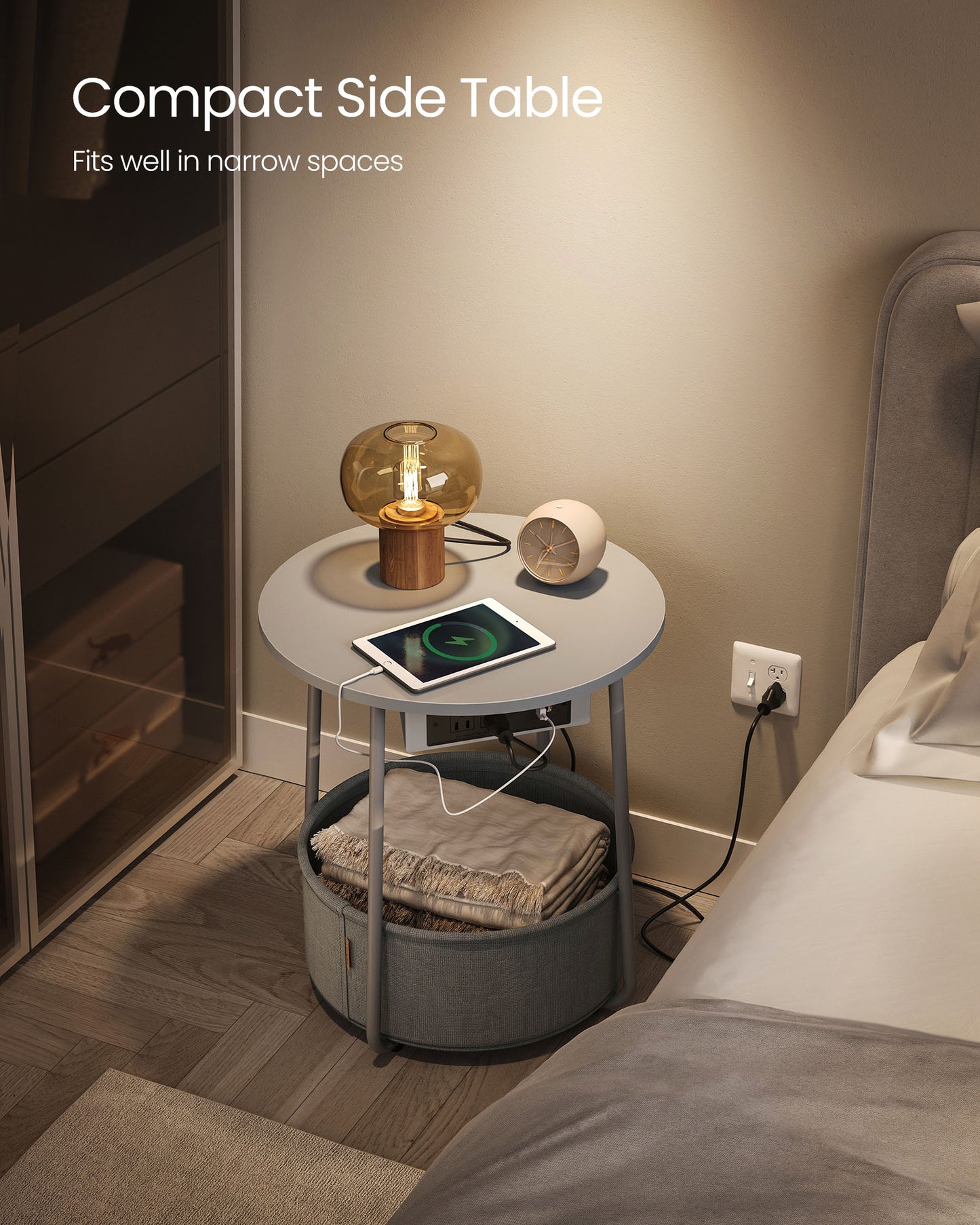 Side Table with Charging Station