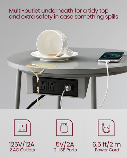 Side Table with Charging Station