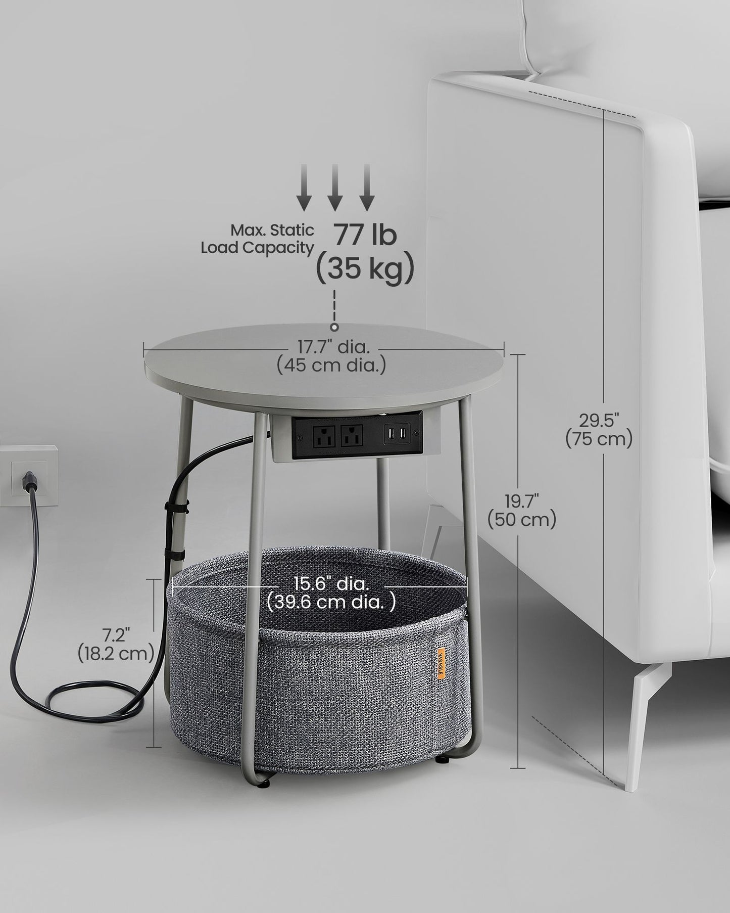 Side Table with Charging Station
