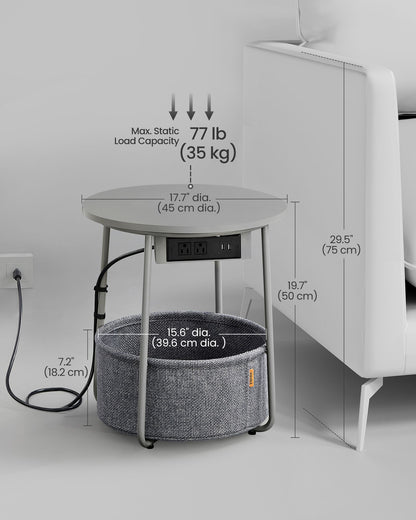 Side Table with Charging Station
