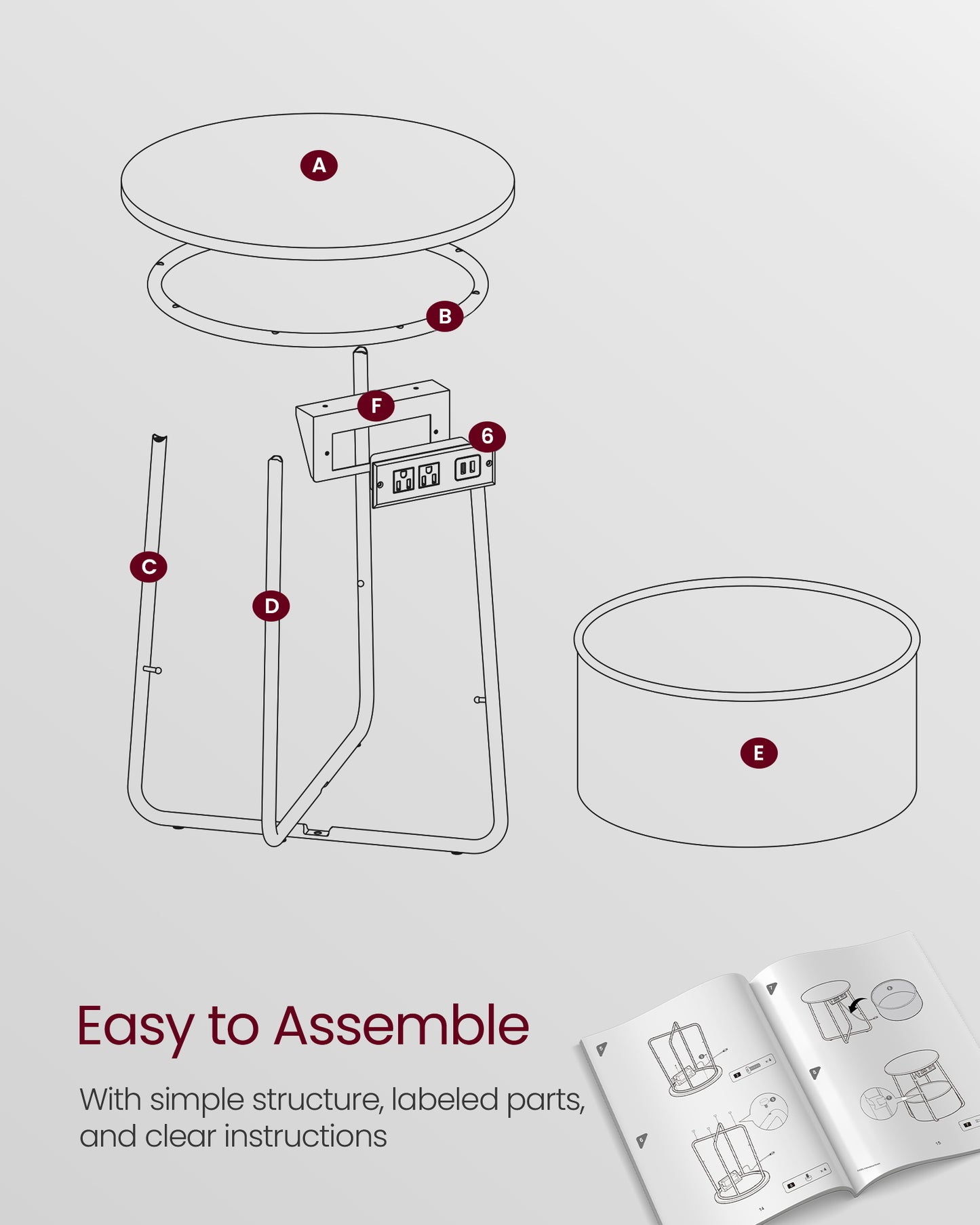 Side Table with Charging Station