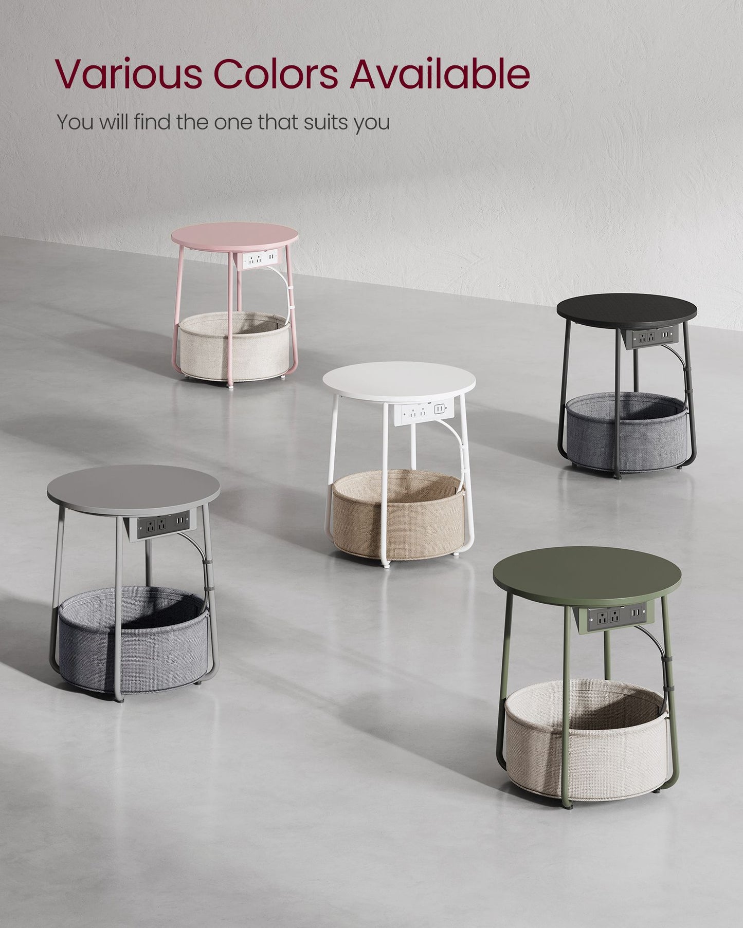Side Table with Charging Station