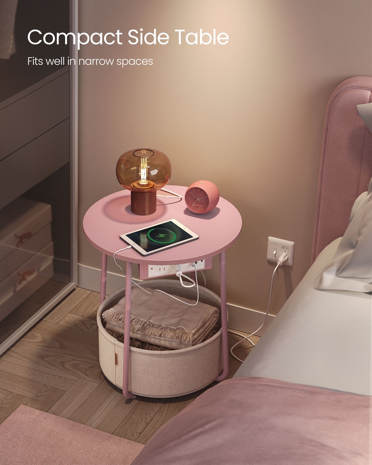 Side Table with Charging Station
