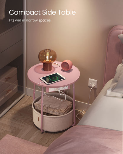 Side Table with Charging Station