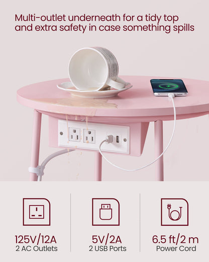 Side Table with Charging Station