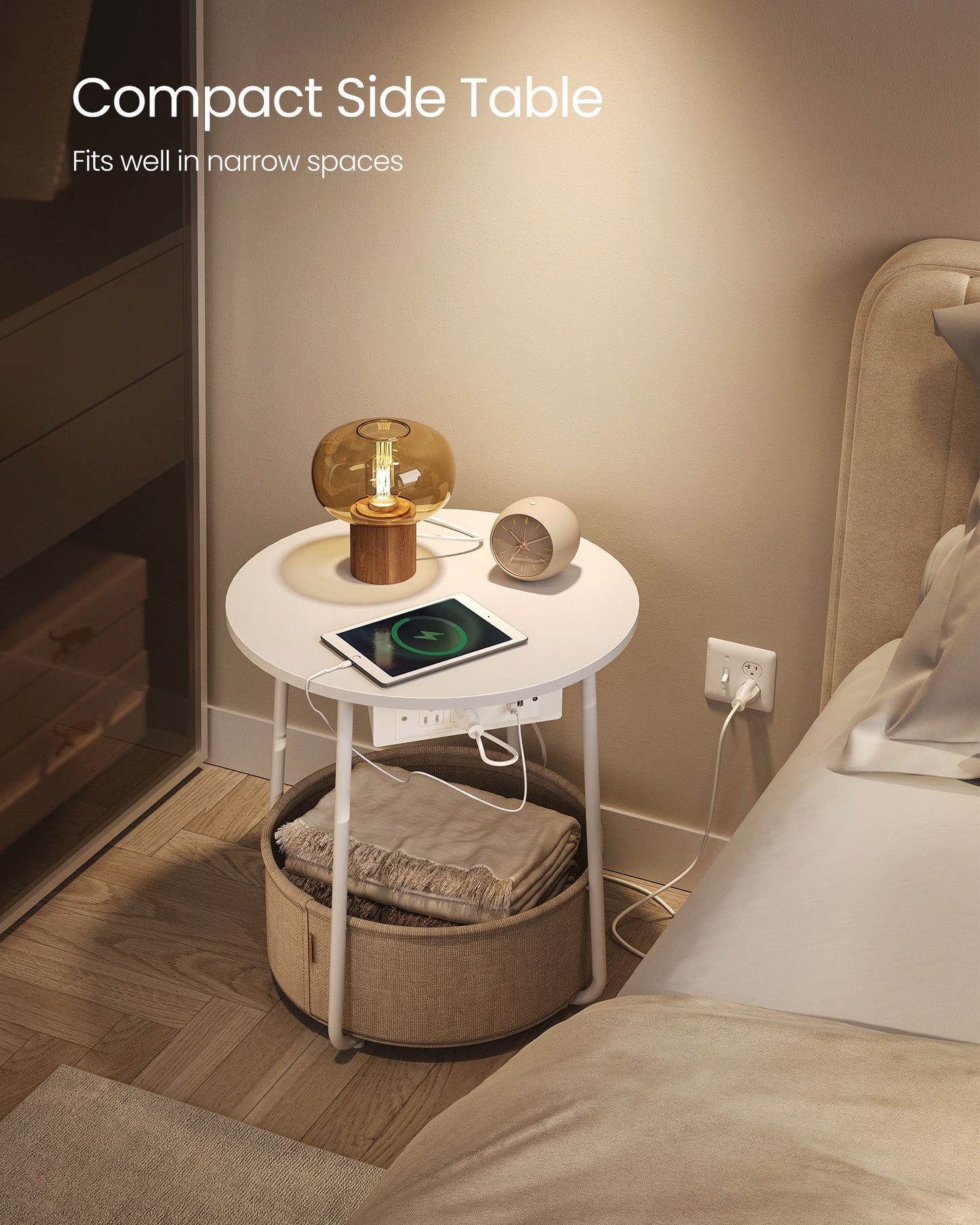 Side Table with Charging Station