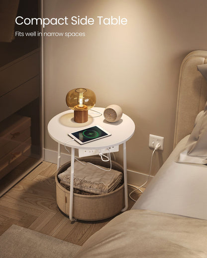 Side Table with Charging Station
