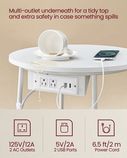Side Table with Charging Station
