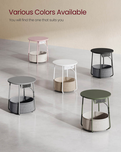 Side Table with Charging Station