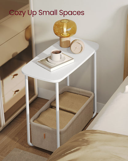 Rectangular Bedside Table with Fabric Basket