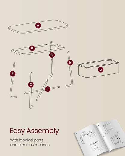 Rectangular Bedside Table with Fabric Basket